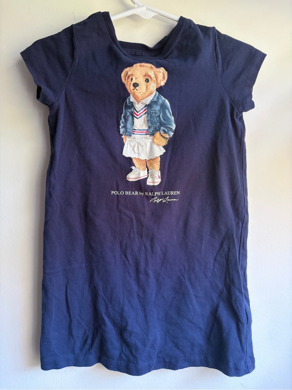 Polo Ralph Lauren Short Sleeve T Shirt Dress Girls 2T Teddy Bear Adorable Preppy